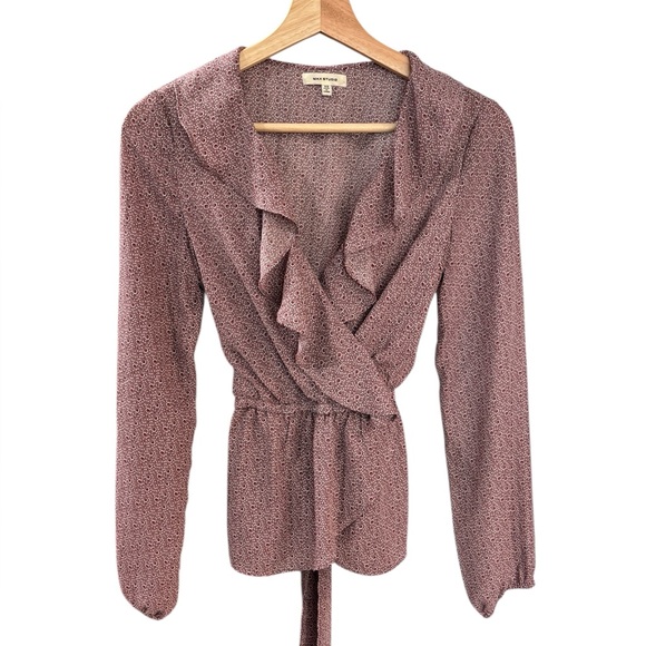 Max Studio Wrap Blouse - Mauve Pink Print Size XS - Picture 1 of 6